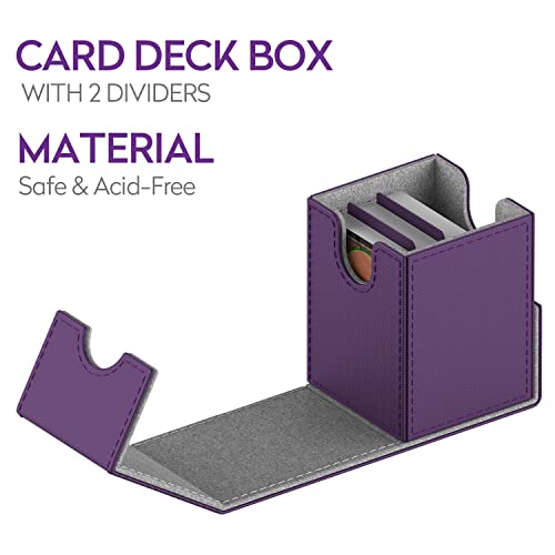 MIXPOET Estuche para Cartas Magic MTG, Deck Box, Magnetic Flip Box con 2 Divider, Caja Cartas Se Adapta an hasta 110 TCG Tarjeta - Morado