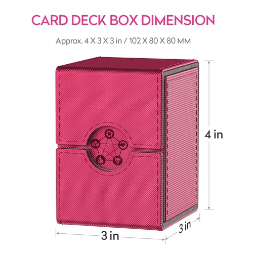 MIXPOET Estuche para Cartas Magic MTG, Deck Box, Magnetic Flip Box con 2 Divider, Caja Cartas Se Adapta an hasta 110 TCG Tarjeta - Rosa