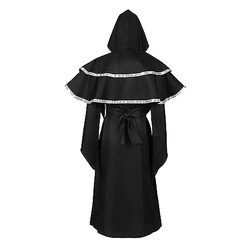 MKIUHNJ Chaqueta vintage medieval para hombre, disfraz de sacerdote de Halloween, disfraz de cosplay musulmán, disfraz de mascarada, chaquetas para el invierno, abrigo largo, chaqueta medieval,