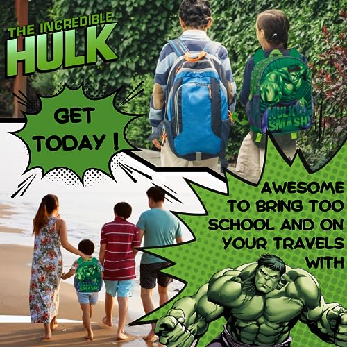 Mochila 3D increíble Hulk para niños de Marvel Vengadores escolar, almuerzo y viaje