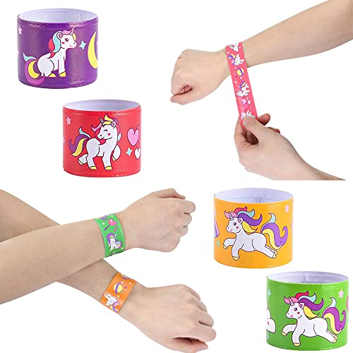 MODALI Unicorn Pulsera Bofetada, 12 Pcs Pulseras de Juguete Pulseras Slap, Slap Bracelets, Banda de Pulsera Fiesta Cumpleaños de Infantil Rellenos de Bolsa de Fiesta para niños niñas