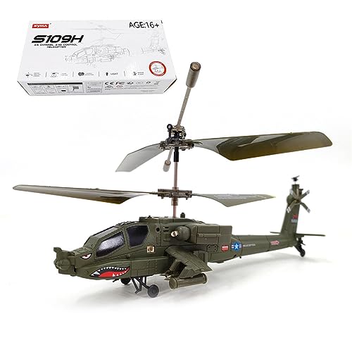 Modelo de helicóptero RC con luces de navegación nocturna brillantes, S109H Apache 2.4G 3CH Modelo de avión estabilizado giroscopio de doble apoyo, modelo de helicóptero de control remoto para