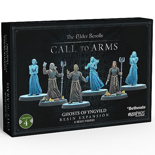 Modiphius: The Elder Scrolls Call to Arms - Fantasmas de Yngvild - Expansión de resina de 6 figuras, capítulo 4, sin pintar, miniaturas RPG de 32 mm con bases escénicas
