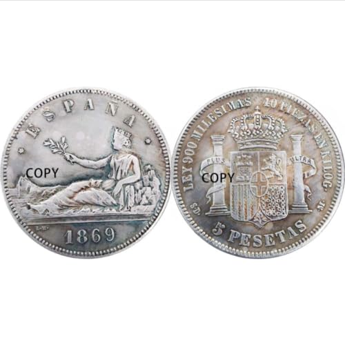 Moneda Conmemorativa española Plata chapada en dólares Copia Moneda 38mm Antigüedad imitación 5 pesetas réplica Especie