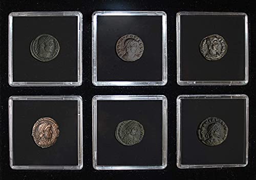 Monedas Antiguas - Imperio Romano, 6 Monedas Originales acuñadas entre los años 306 y 383 d.C., la Caída de Roma, los últimos días de un Imperio - Incluye Certificado de Autenticidad
