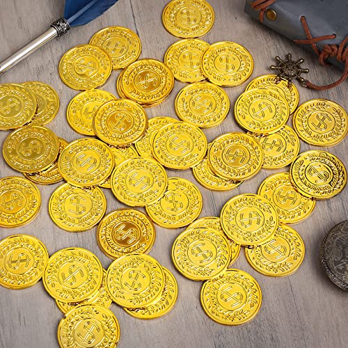 Monedas de oro de plástico, 300 unidades, monedas de oro falsas, monedas del tesoro pirata, monedas de juego de oro, regalos de fiesta, profesores, recompensa en el aula