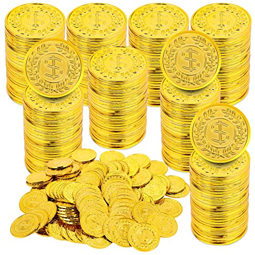 Monedas de oro de plástico, 300 unidades, monedas de oro falsas, monedas del tesoro pirata, monedas de juego de oro, regalos de fiesta, profesores, recompensa en el aula