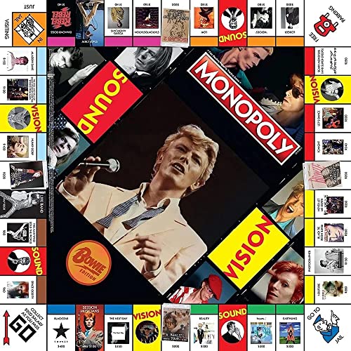 MONOPOLY: David Bowie | Edición Coleccionista Celebrando la Música de David Bowie | Juego clásico coleccionable de monopolio con tablero de juego personalizado y obras de arte | Mercancía oficial de