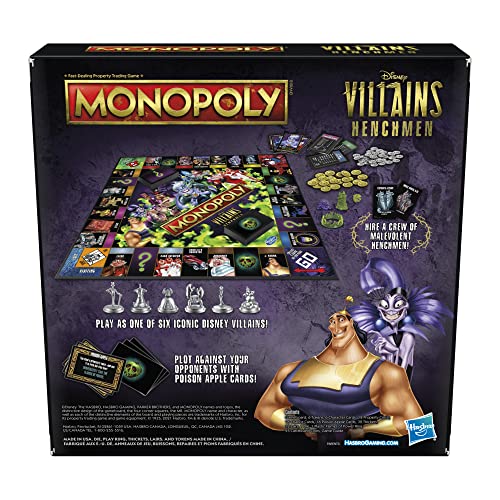 MONOPOLY: Disney Villains Henchmen Edition Juego de mesa para ni os de 8 a os en adelante, juega como un cl sico de Disney Villains Henchman