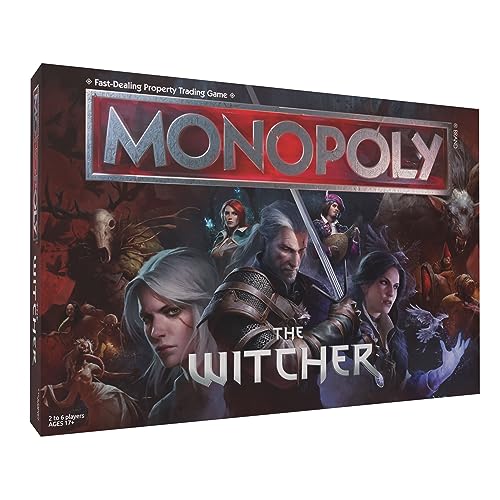 Monopoly The Witcher | Juega como calavera de cristal, libro llameante, Kaer Morhen, laúd y más | Juego coleccionable con licencia oficial basado en una popular franquicia de videojuegos