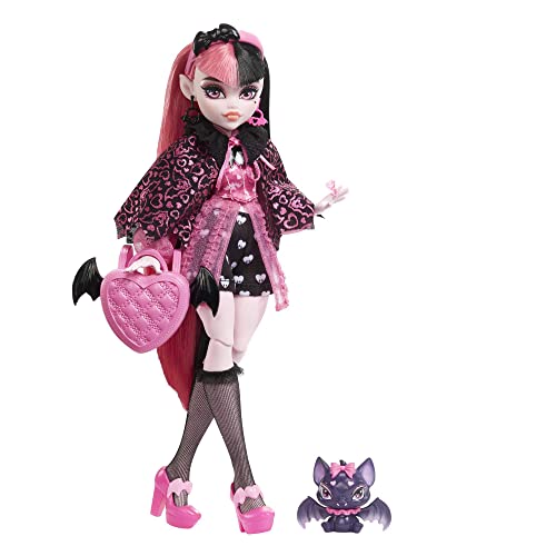 Monster High Draculaura Muñeca articulada con mascota y accesorios de moda, juguete +4 años (Mattel HHK51)