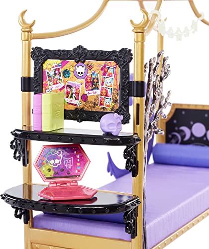 Monster High Habitación de Clawdeen Wolf Set de juego para muñecas con muebles y accesorios, juguete +4 años (Mattel HMV77)