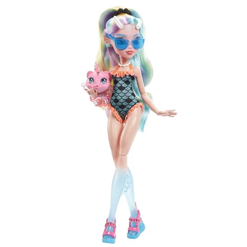 Monster High Lagoona Blue Muñeca articulada con mascota y accesorios de moda, juguete +4 años (Mattel HHK55)
