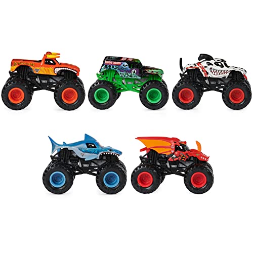 Monster Jam, Paquete oficial de 5 camiones monstruos a escala 1:64, juguetes para niños y niñas a partir de 3 años