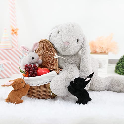 MorisMos Conejo Peluche para Niñas, Mamá Conejita con 3 Bebés Secretos Set de Peluche, Peluche de Liebre para Cumpleaños Deco Fiesta