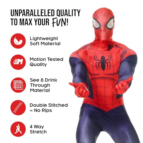 Morphsuits 'Spider-Man' - Disfaz Oficial, color Azul/ Rojo, talla XL/5'10"-6'1" (176 - 185 cm)