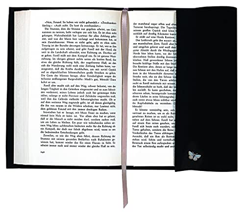 moses. Libri-x 83355 - Funda de algodón para Libro con marcapáginas, sobre para la Lectura Escape Through a Book, tamaño L, Color Negro