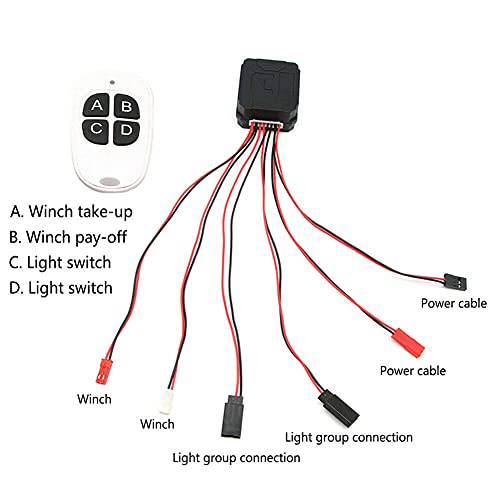 MOUDOAUER 1 juego de 4 canales inalámbrico eléctrico Winch mando a distancia interruptor de grupo de luz con rango de 20 m para RC 1:10 para TRX-4 SCX10 D90 piezas de repuesto 6-7.2 V