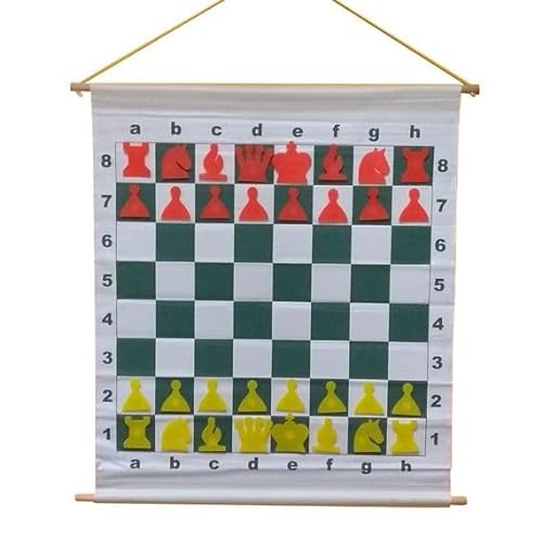 Mural de ajedrez Enrollable magnético, Ideal para Aficionados y Clubes, Tablero de ajedrez y Piezas de ajedrez para niños y Adultos, Conjunto de ajedrez, Juego de Ajedrez