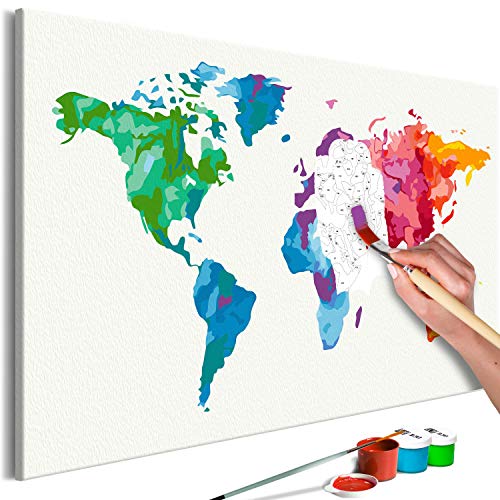 murando Pintura por Números Mapamundi Continente Map 60x40 cm Cuadros de Colorear por Números Kit para Pintar en Lienzo con Marco DIY Bricolaje Niños Adultos Decoracion de Pared Regalos n-A-1138-d-a