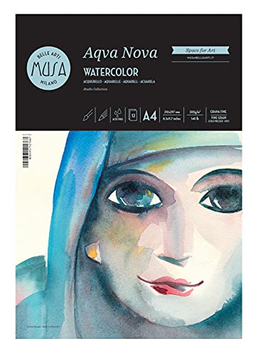MUSA BELLE ARTI CWR - Álbum para Acuarela A4, 12 Hojas, 300 g Grano Fino Puro Celular