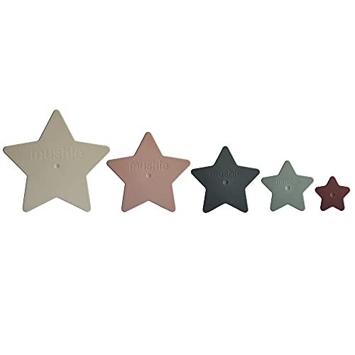 mushie Nesting Stars | Torre de Apilamiento | Juego de Aprendizaje con 5 Estrellas Apilables | 100% Libre de BPA | Juguete Apilable para Niños de 0 a 3 años | Accesorios para Bebés | Original