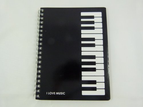 Music Themed Bolsa de la Cremallera Set de Escritorio - A5 Negro Musical Notes Cuaderno Espiral, 15cm Regla, Goma de borrar y lápices 2