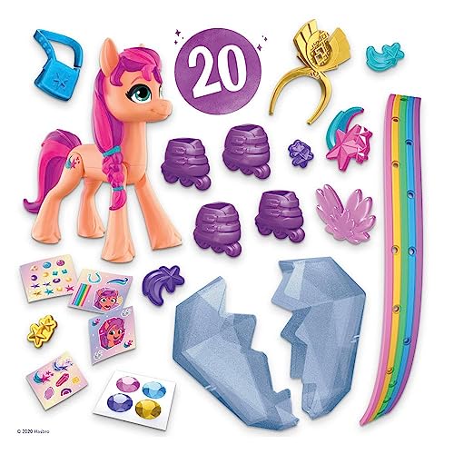 My Little Pony: A New Generation - Sunny Starscout Aventura de Cristal - Poni Naranja de 7,5 cm con Accesorios Sorpresa, Pulsera