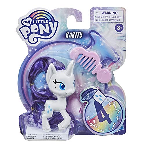 My Little Pony Rarity Potion Pony Figure -- 3-Inch White Pony Toy with Brushable Hair, Comb, and 4 Surprise Accessories
