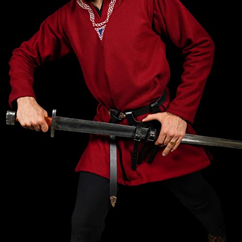 Mythrojan Rana de espada renacentista LARP accesorio de disfraz de caballero rapiero cinturón de espada, Negro -