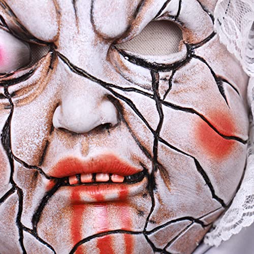 MZSX Fiesta de Disfraces de Halloween Realista Máscara de Látex de Cabeza Humana Reales Personas Anciana Carnaval, Vampiro Scary Monster Disfraz de Demon Zombie Props para Cosplay