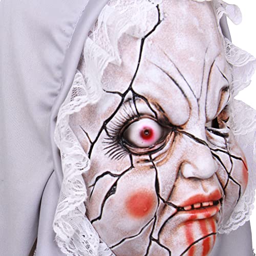 MZSX Fiesta de Disfraces de Halloween Realista Máscara de Látex de Cabeza Humana Reales Personas Anciana Carnaval, Vampiro Scary Monster Disfraz de Demon Zombie Props para Cosplay