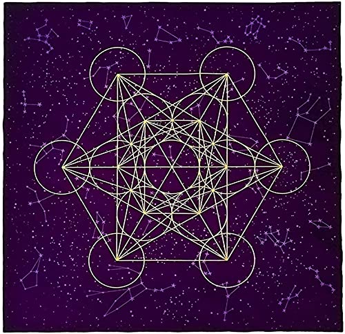 Namvo Tarot Card - Mantel de altar de terciopelo morado con diseño de geometría sagrada Cub con rejilla de cristal para entusiastas del tarot (24 x 24 pulgadas)