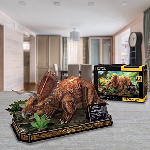 National Geographic - Puzzle 3D Triceratops | Maquetas para Montar Regalo Niño 8 Años | Puzzle 3D Niños | Regalos Niños 8 Años O Más | Juguetes Niños 8 Años | 44 Piezas