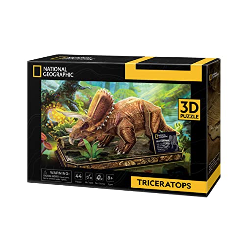 National Geographic - Puzzle 3D Triceratops | Maquetas para Montar Regalo Niño 8 Años | Puzzle 3D Niños | Regalos Niños 8 Años O Más | Juguetes Niños 8 Años | 44 Piezas