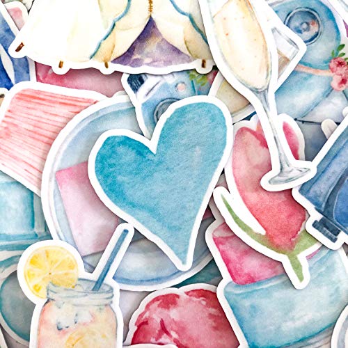 Navy Peony Hermosas calcomanías de boda (32 piezas) – Estéticas, impermeables, temática de amor | Calcomanías de pareja dulce para álbumes de recortes, diario, regalos