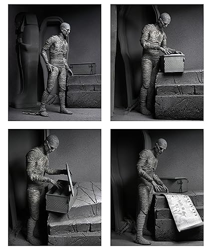 NECA-Figura Ultimate Mummy Black and White Universal Monsters 18cm Does Not Apply Egyptian, Multicolor (208585), Talla única