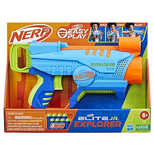 NERF Elite Junior Explorer - Pistola de espuma de juguete fácil de jugar, 8 dardos para juegos al aire libre para niños, a partir de 6 años