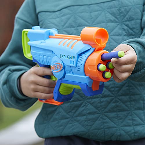 NERF Elite Junior Explorer - Pistola de espuma de juguete fácil de jugar, 8 dardos para juegos al aire libre para niños, a partir de 6 años