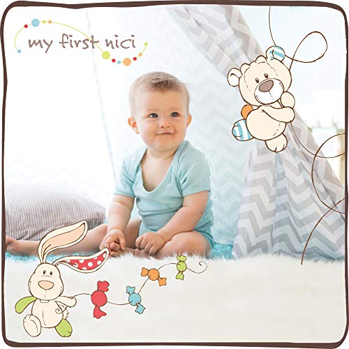 NICI 40035 - Manta de peluche con diseño de gato "ángel", 25 x 25 cm, a partir de 0 meses, manta de peluche para bebés y niños pequeños, manta de peluche para bebés y niños pequeños
