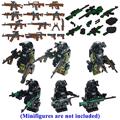 Nicolababe Armas Accesorios Juego de Armas Militares Incluidos Cascos Chalecos Antibalas Motocicletas Diseñados para Minifiguras Compatible con Figuras de Todas Las Grandes Marcas (Armas SWAT)
