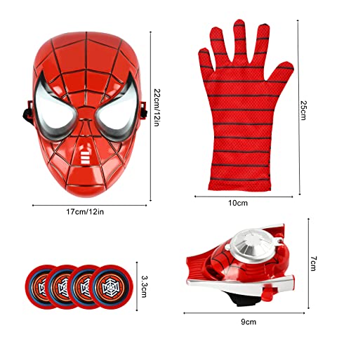 Niumowang Máscara de superhéroe, Máscara de Spiderman para niño, Guante Hero Launcher, Lanzador de Héroes, Máscara de cosplay, Ideal para Halloween, Navidad, Carnaval, Fiesta de Cumpleaños (B)