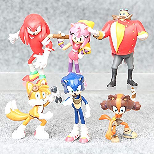 No 6pcs / Set Cartoon Sonic Action Cute Mini Sonic Boom Rare Shadow PVC Modelo Coleccionable Doll Anime Fans Figura de Regalo Juguete de Escultura