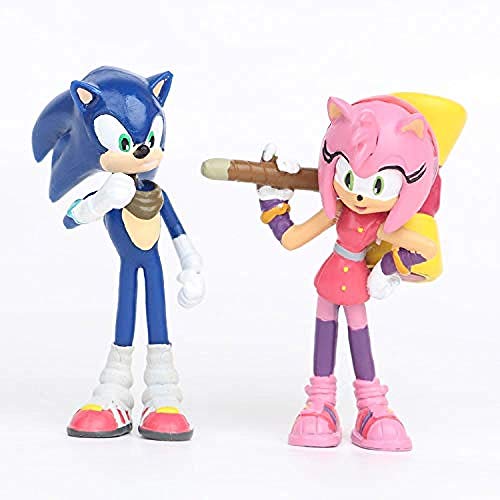 No 6pcs / Set Cartoon Sonic Action Cute Mini Sonic Boom Rare Shadow PVC Modelo Coleccionable Doll Anime Fans Figura de Regalo Juguete de Escultura