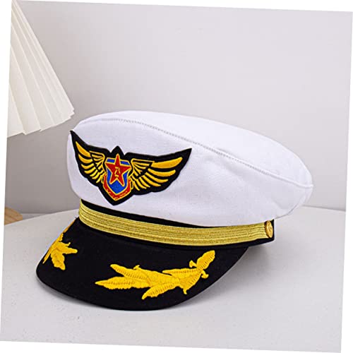 NOLITOY Ropa Y Accesorios 3 Piezas De Accesorios Para Sombreros De Fiesta Gorra Blanca De Avión Hombres Almirante Capitán Americano Ajustable Para Barcos Marinos Barcos Europeos Sombreros