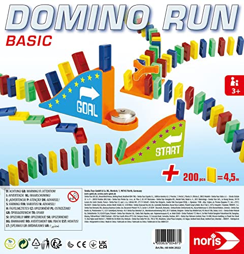 Noris 606062022 Domino Run Basic - Juego de 200 Piedras y rampa para un parcurso Durmiente, a Partir de 3 años