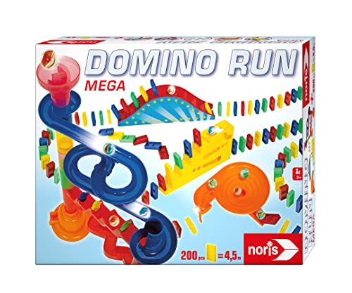 Noris 606062023 Domino Run Mega - Juego de 200 Piedras, canicas, trayectoria y Otros Accesorios, a Partir de 3 años