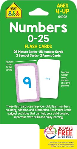 Numbers 0-25: Ages 4-6 (Flash Card)