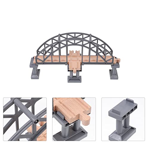 NUOBESTY Pistas de tren de madera para puentes, juguete de ferrocarril colgante, riel cruzado, accesorios de tracción, juguetes para niños, escena de tren, accesorios de diseño