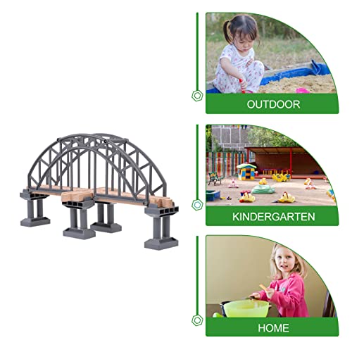 NUOBESTY Pistas de tren de madera para puentes, juguete de ferrocarril colgante, riel cruzado, accesorios de tracción, juguetes para niños, escena de tren, accesorios de diseño